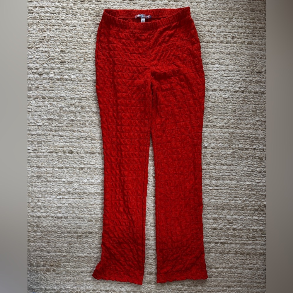 Urban Outfitters Red Textured Straight Leg Pants